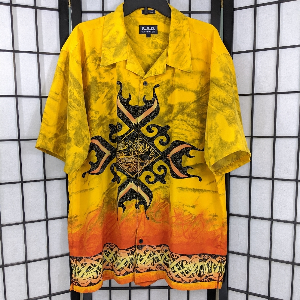 KAD Clothing Men's Yellow & Black Unique Shirt. L